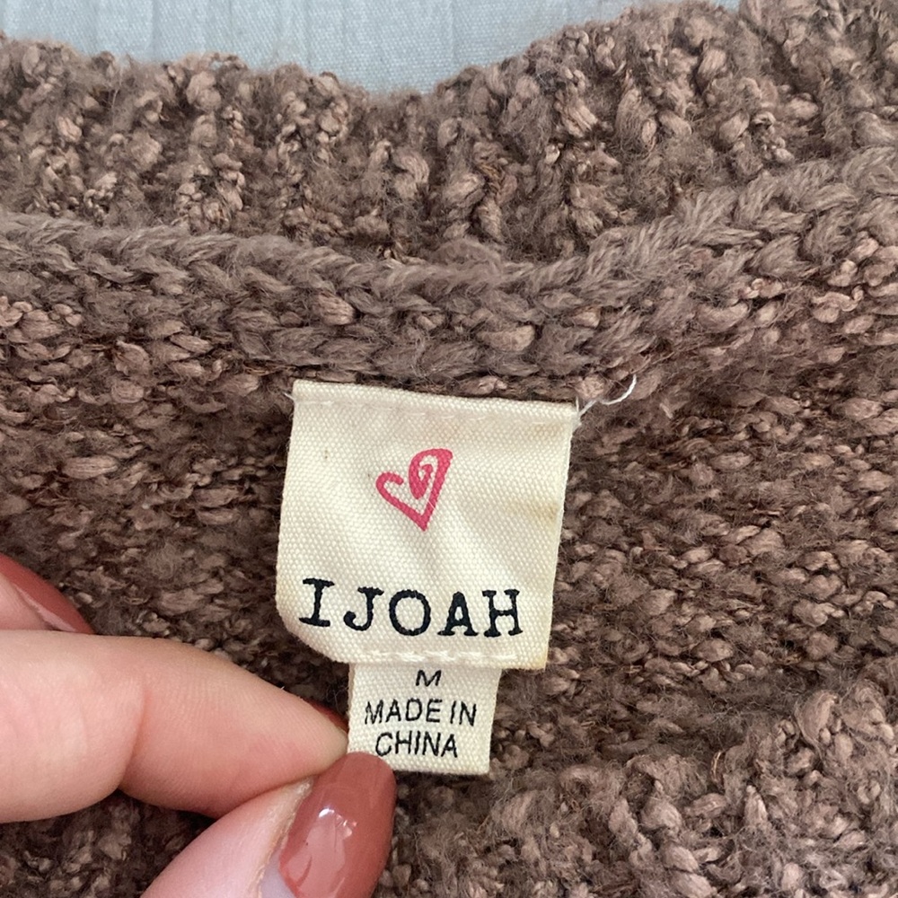 Brown mauve chunky pullover sweater - Picture 2 of 6